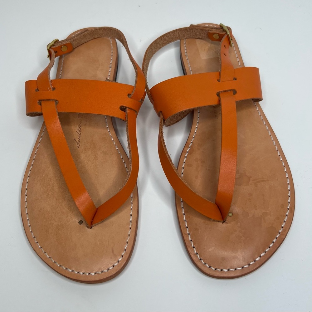 Southern Polished The Biloxi Handmade Leather sandals in Orange Brown Size 11